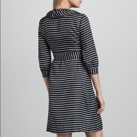 NEW Kate Spade Daniella 3/4 Sleeve Ruffle Striped Silk Wrap Dress Womens - Picture 3 of 6